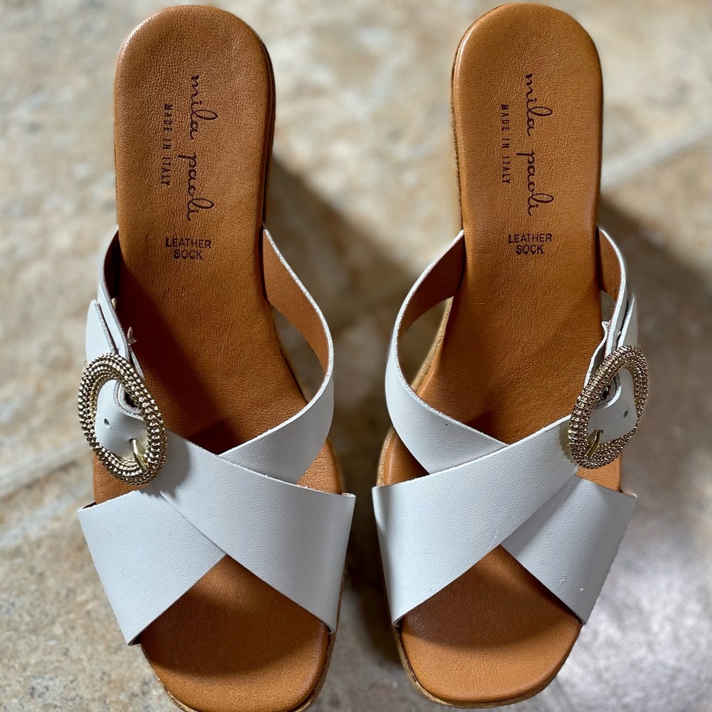 Italian Leather platform wedge